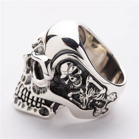925 Sterling Silver Gigantic Skull Biker Ring Silver Jewelry Handmade