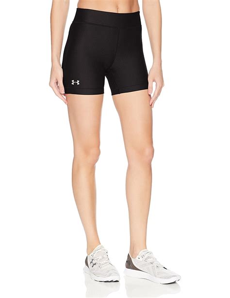under armour women s heatgear armour middy shorts black silver large
