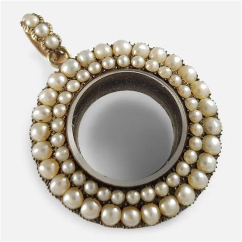 georgian 9 karat gold and split pearl glazed memorial pendant locket at 1stdibs