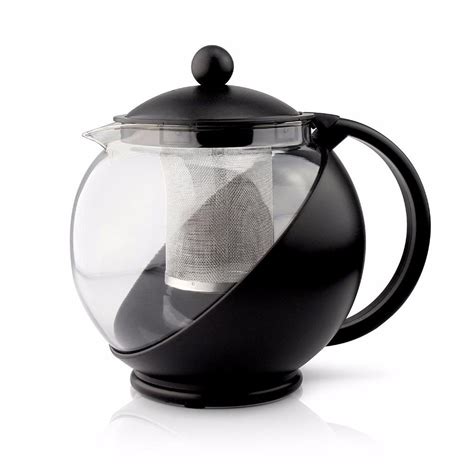 1250มิลลิลิตรสีดำกาน้ำชากาแฟชากาต้มน้ำสแตนเลสแก้วใบหน้ากาน้ำชากรองฝาสมุนไพรใบInfuserกรองชาหม้อ ...