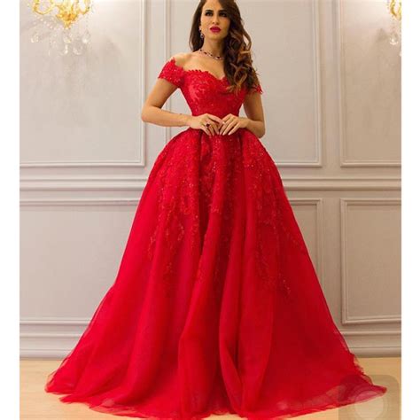 Red Prom Dress Applique Prom Dress Puffy Prom Dress A Line Prom