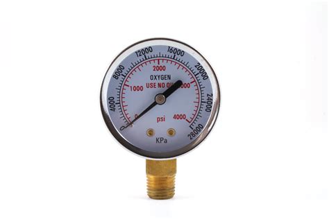 High Pressure Gauge For Oxygen Regulator 0 4000 Psi 2 Inches