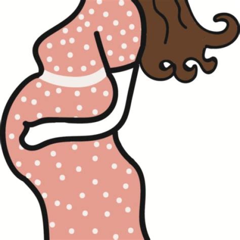 A Pregnant Woman Wearing A Pink Dress With White Polka Dots On Its Belly