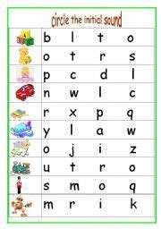 English worksheet: circle the initial sound | Initial sounds