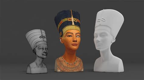 nefertiti three busts of egyptian women 3d model cgtrader