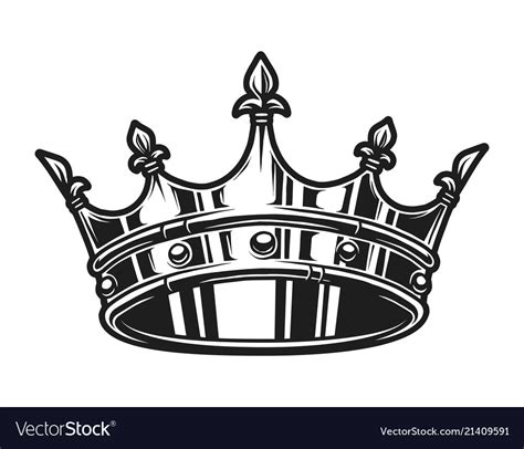 Vintage Monochrome Royal Crown Template Royalty Free Vector