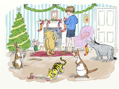Milne and english illustrator e. New Winnie the Pooh illustrations celebrate Christmas ...