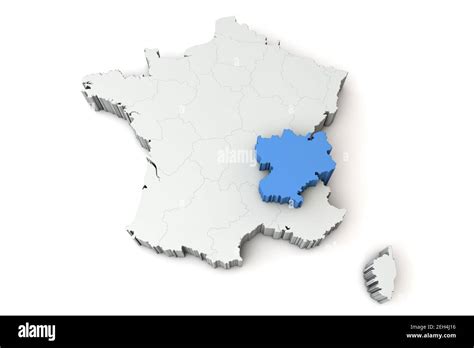 Map Of France Showing Rhone Alpes Region 3d Rendering Stock Photo Alamy