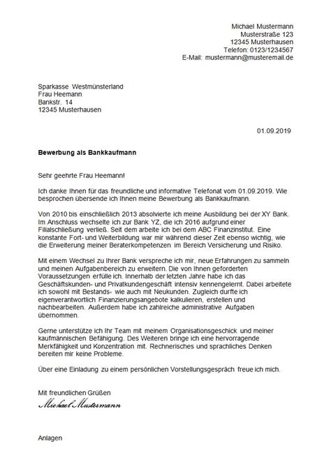 ᐅ Bewerbungsschreiben Bankkaufmann Bankkauffrau Bewerbung info