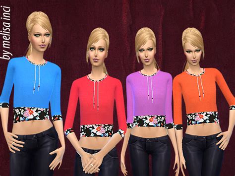 2 In 1 Cropped Sweatshirt By Melisa Inci At Tsr Sims 4 Updates
