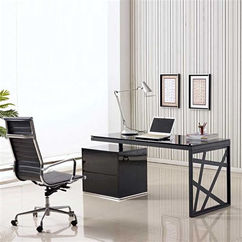 #!cheap modern black office chair with gas lift swivel seat and black fabric cushioned seat and back. Guides to Buy Modern Office Desk for Home Office - MidCityEast