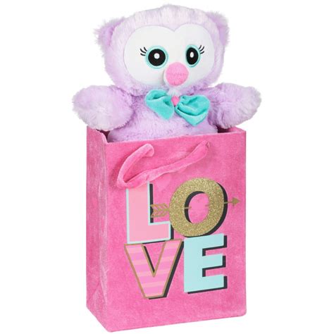 Valentines Day Stuffed Owl With Fabric T Bag