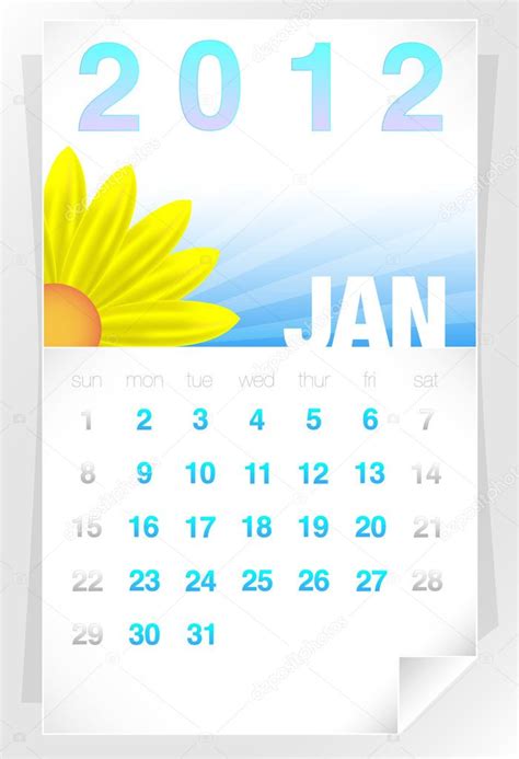 2012 Floral January Calendar — Stock Vector © Themoderncanvas 6822468