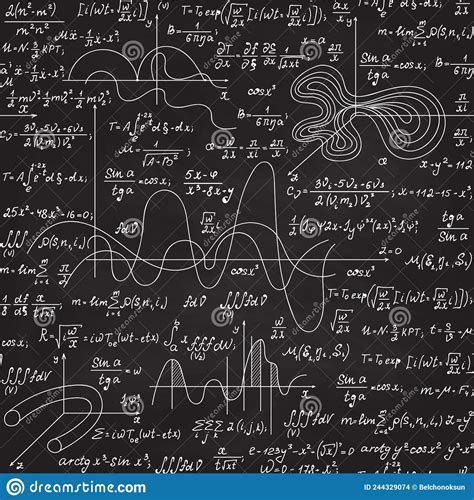 Math Scientific Vector Seamless Pattern With Equations Formulas And