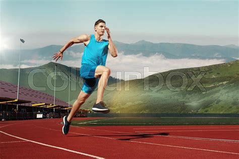 Man Running In The Track Fit Male Stock Image Colourbox