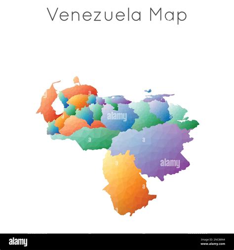 Low Poly Map Of Venezuela Venezuela Geometric Polygonal Mosaic Style