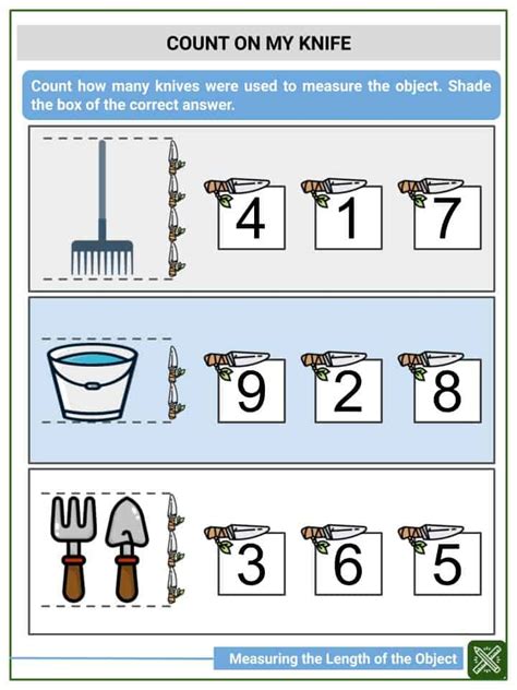 measuring  length   object worksheets helping  math