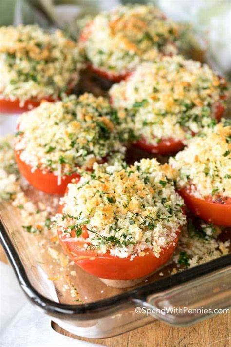 To a large bowl, add the melted butter, olive oil, garlic powder, onion powder, smoked paprika, salt, some black pepper and 3 tablespoons of the parmesan, then. Parmesan Oven Baked Tomatoes - Spend With Pennies