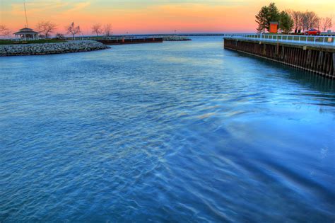 Harbor At Dusk At Port Washington Wisconsin Image Free Stock Photo