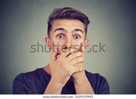 Portrait Young Anxious Man Shocked Scared Stock Photo 1029159442