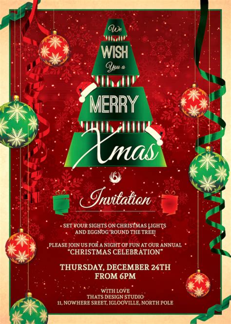Editable Free Christmas Invitation Templates Word