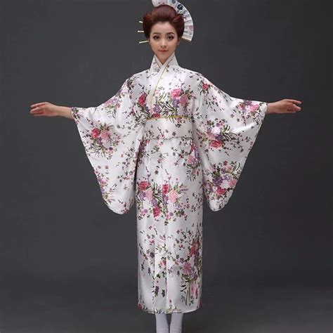 new arrival japanese traditioinal satin kimono classic yukata with obi sexy vintage women s prom