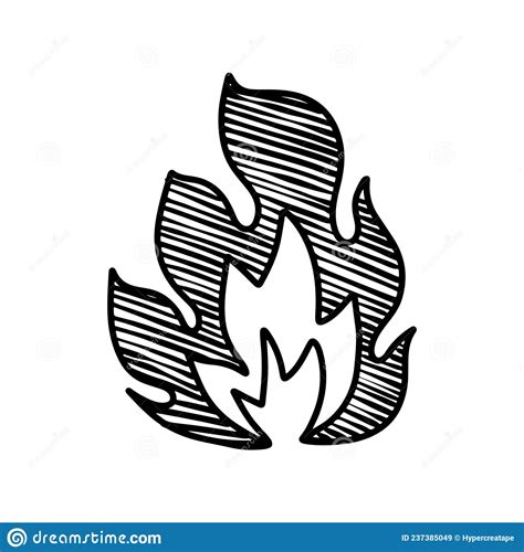 Hand Drawn Fire Isolated On White Background Doodle Vector