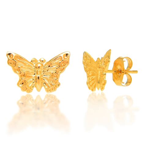 JewelStop 14k Solid Yellow Gold Butterfly Stud Earrings Walmart Com
