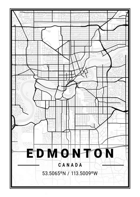 Edmonton Light City Map Poster By Tien Stencil Displate City Map