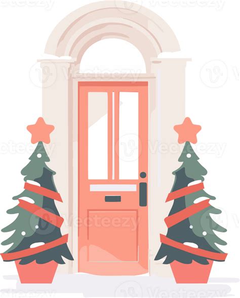 Hand Drawn Christmas Door In Flat Style 27119506 Png