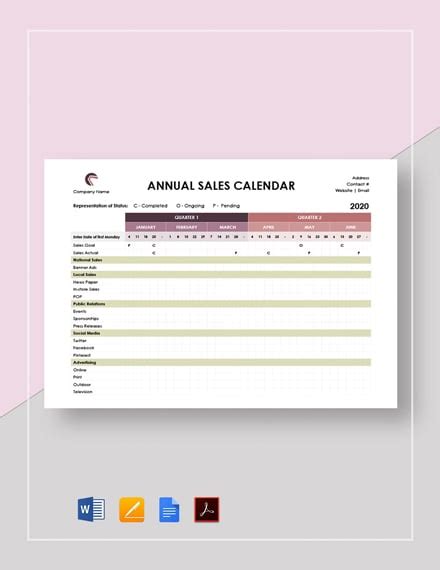 24 Free Annual Calendar Templates Edit And Download