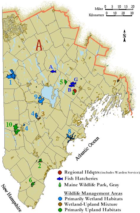 Maine Wildlife Districts Map