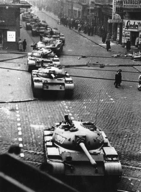 Soviet Tanks Rolling Through Budapest During The 1956 Hungarian