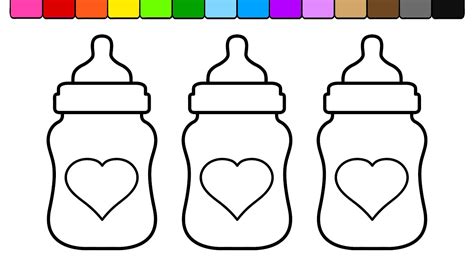 Kleurplaten.nl maakt gebruik van cookies! Learn Colors and Color Heart Baby Bottles Coloring Pages ...
