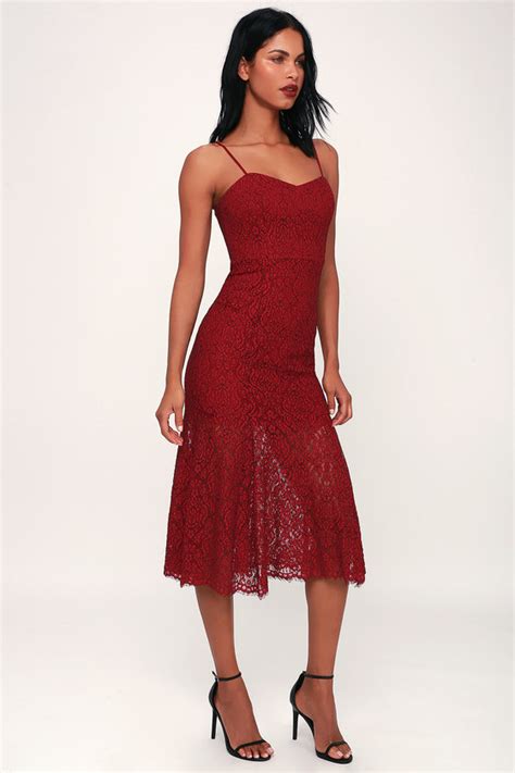 4si3nna Gypsy Rose Dress Lace Midi Dress Red Lace Dress