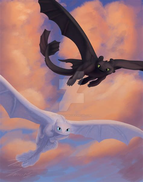Toothless And The Light Fury By Flaweddesign On Deviantart