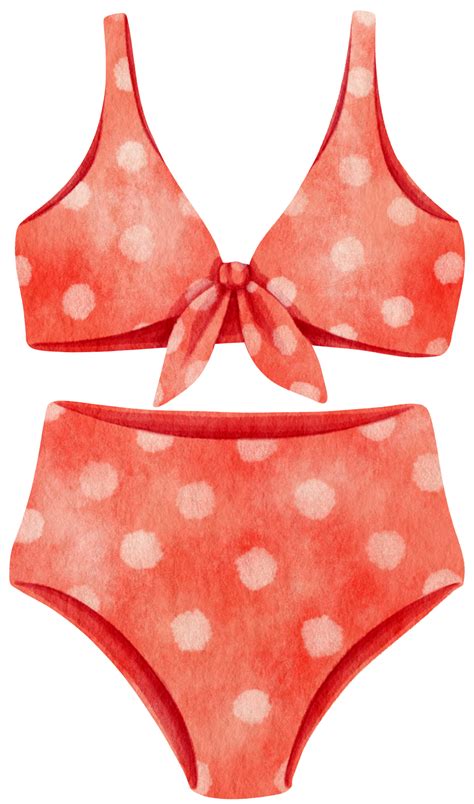 Red Polka Dot Bikini Swimsuits Watercolor Style For Summer Decorative