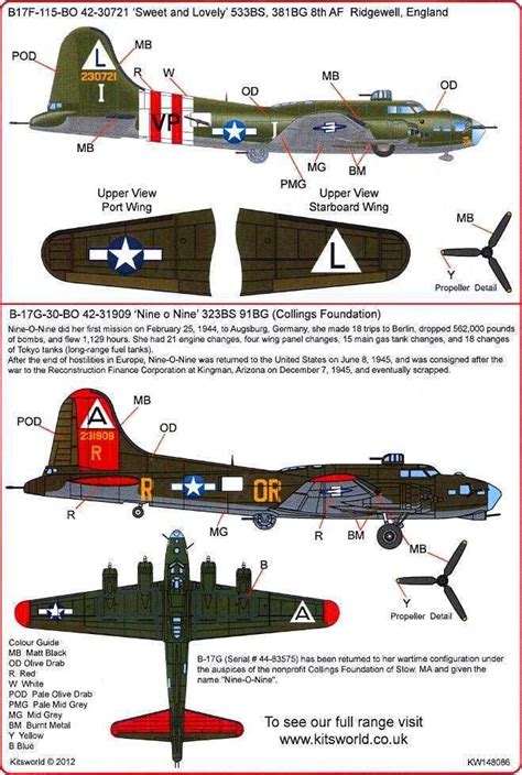 Kits World Decals 1 48 Boeing B 17 Flying Fortress Sweet Lovely Nine O