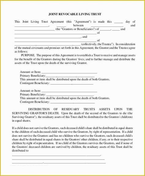 Revocable Trust Template Free Of Sample Living Trust Form 7 Free