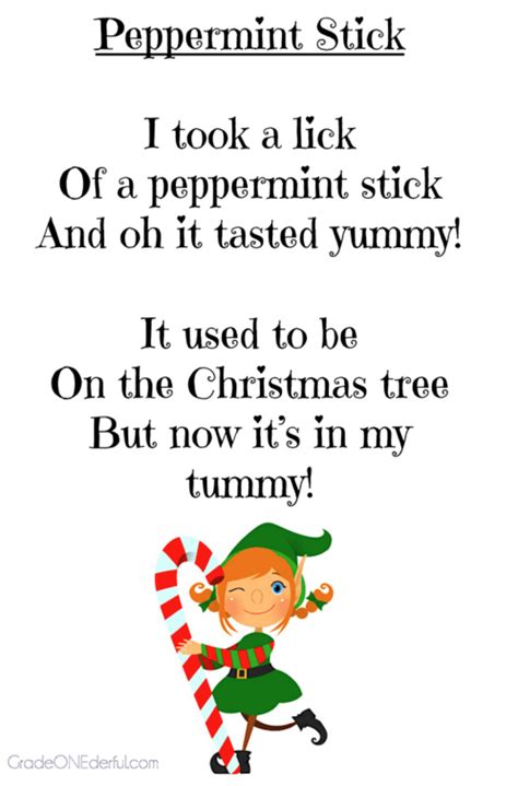 Christmas Poems For Young Children Grade Onederful Preschool