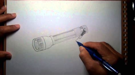 How to draw step by step drawing tutorials. 3D Object Drawing - Flash Light - YouTube