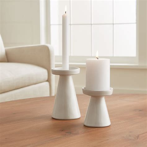 Marin White Taperpillar Candle Holders Crate And Barrel Ceramic