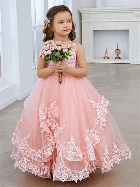 ball gown princess sleeveless tulle flower girl dresses girls birthday dresses princess dress up