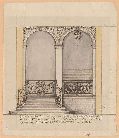 Anonymous French 18th Century Elevation For A Stairway And A Second