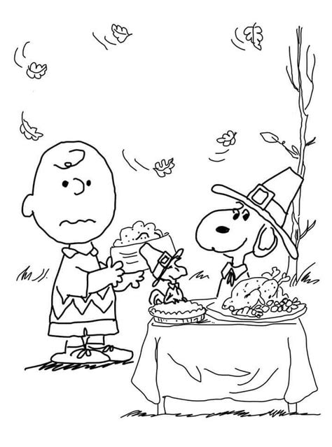 Acción De Gracias De Charlie Brown para colorear imprimir e dibujar