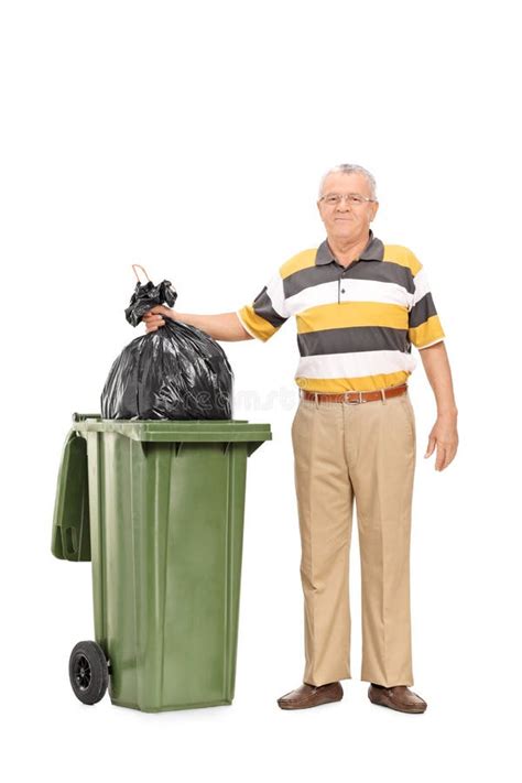 Senior Throwing Out The Trash Stock Image Image Of Caucasian Chore