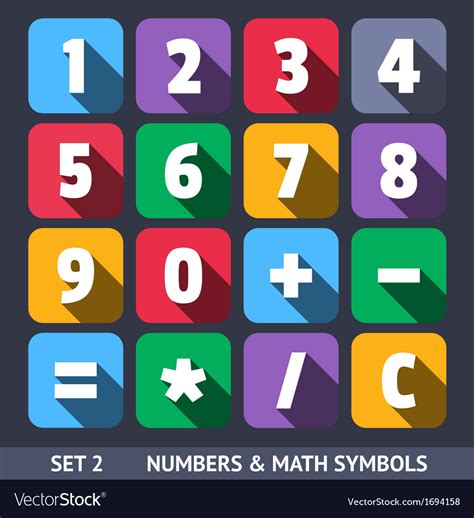 Flat Numbers And Mathematical Symbols Royalty Free Vector