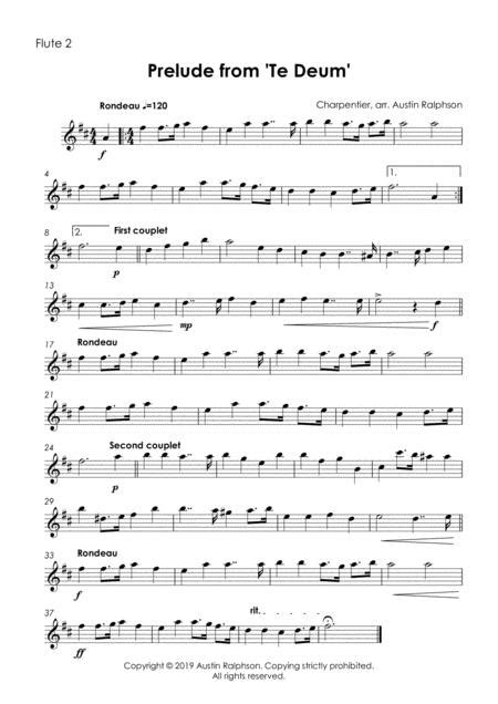 Prelude Rondeau From Te Deum Flute Quartet Sheet Music Pdf Download