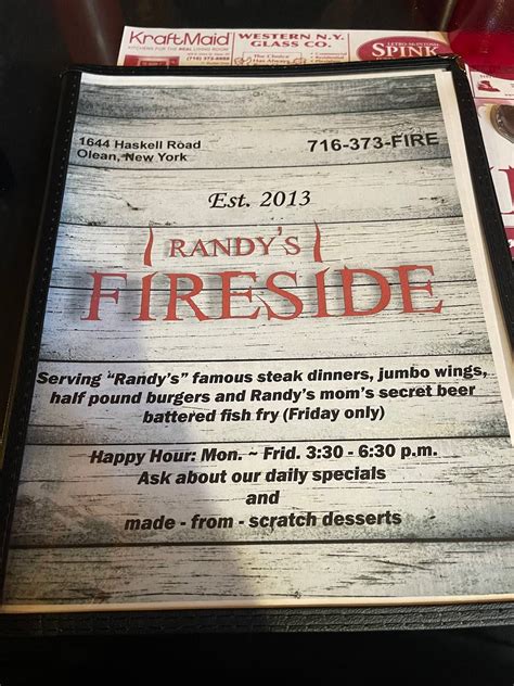 Menu At Randy S Fireside Pub Bar Olean