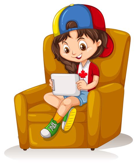 Cartoon Girl Sitting In Chair